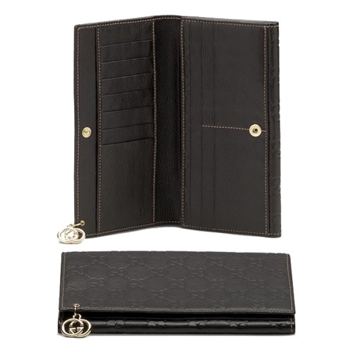 Brun Foncé Gucci Continental Porte-Monnaie Avec Verrouillage Cha